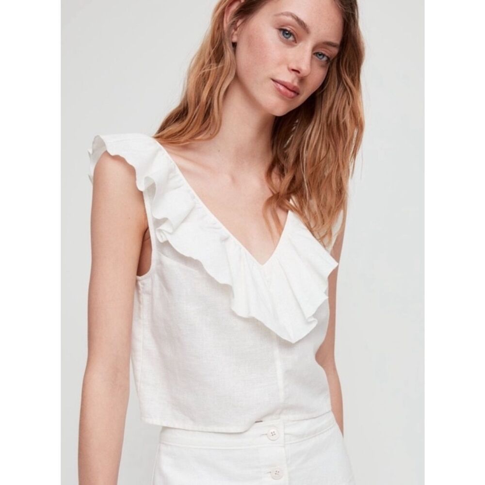 Aritzia Sunday Best Linen Cotton Calliope Crop Blouse Top